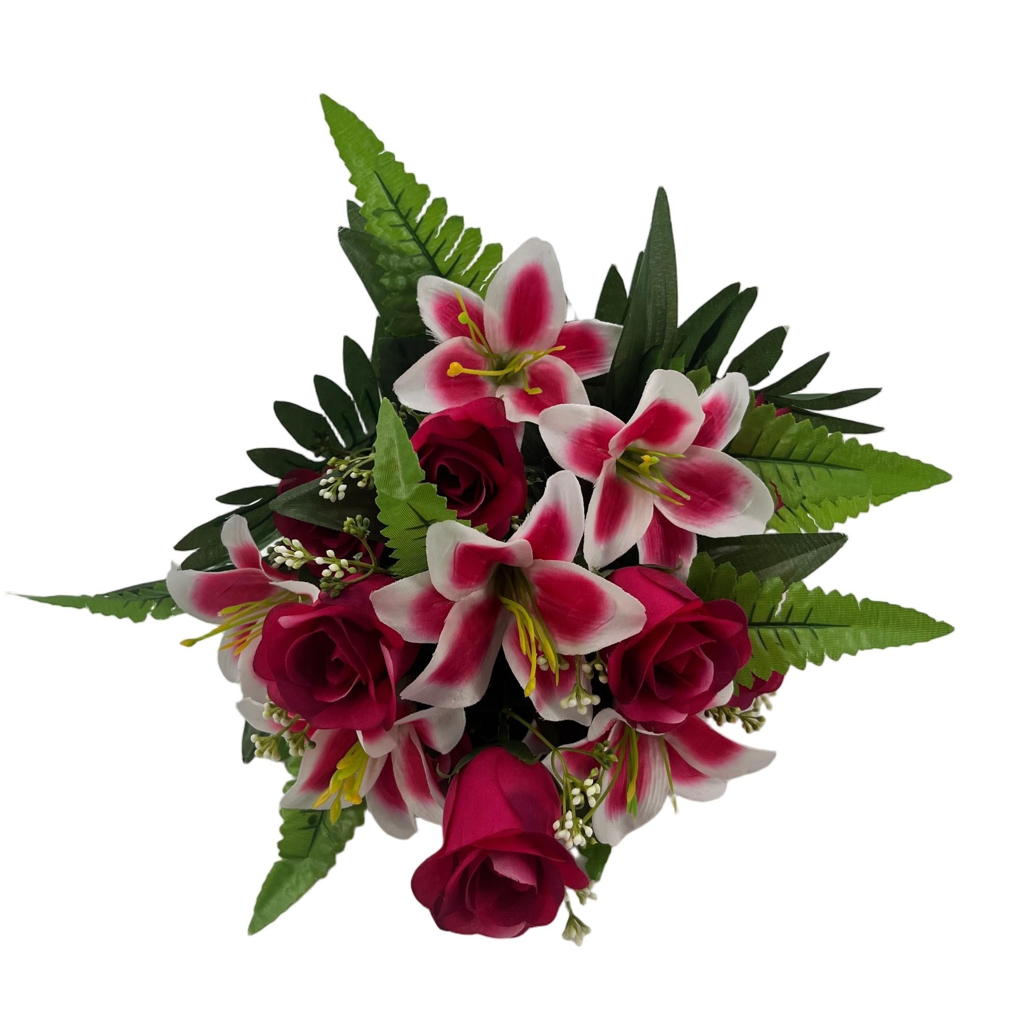 Artificial Rose Lily Bouquet 48cm Tall 18 Branches  YSB25227
