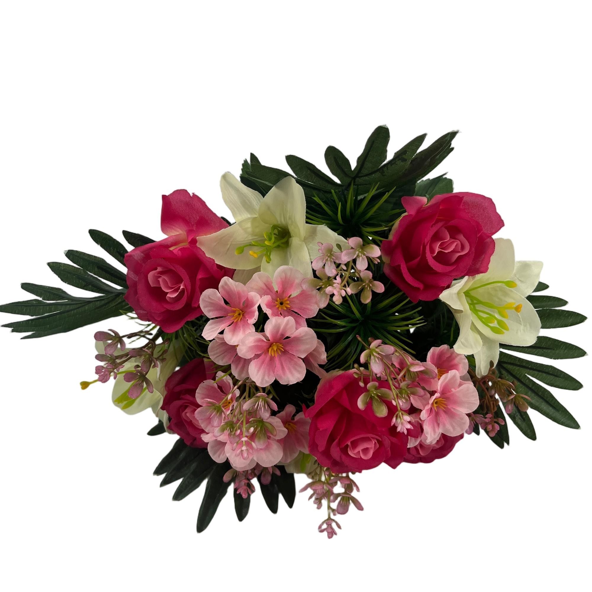 Artificial Rose Lily Bouquet 41cm Tall 19 Branches  YSB25201