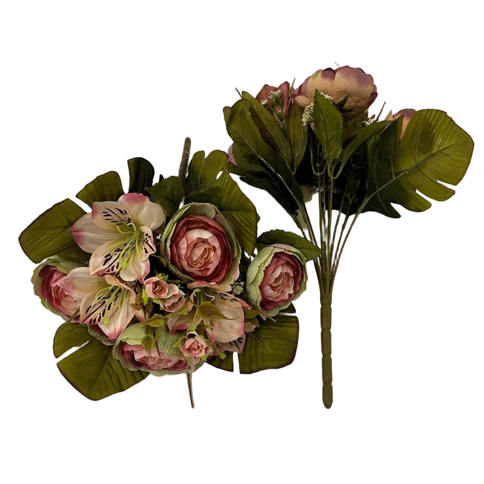 Artificial Ranunculus Lily Bouquet 44cm Tall 11 Branches  YSB25184