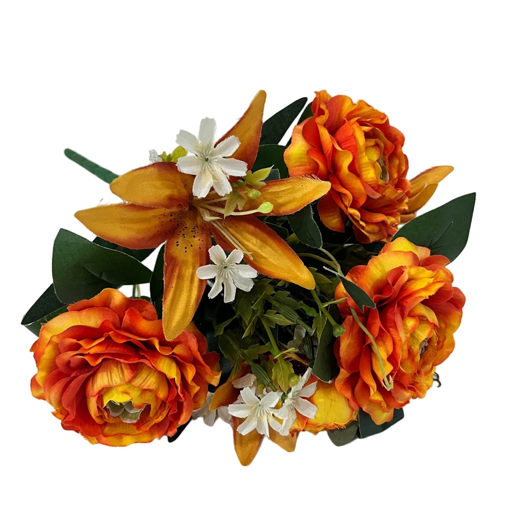 Artificial Ranunculus Lily Bouquet 44cm Tall 11 Branches YSB25162