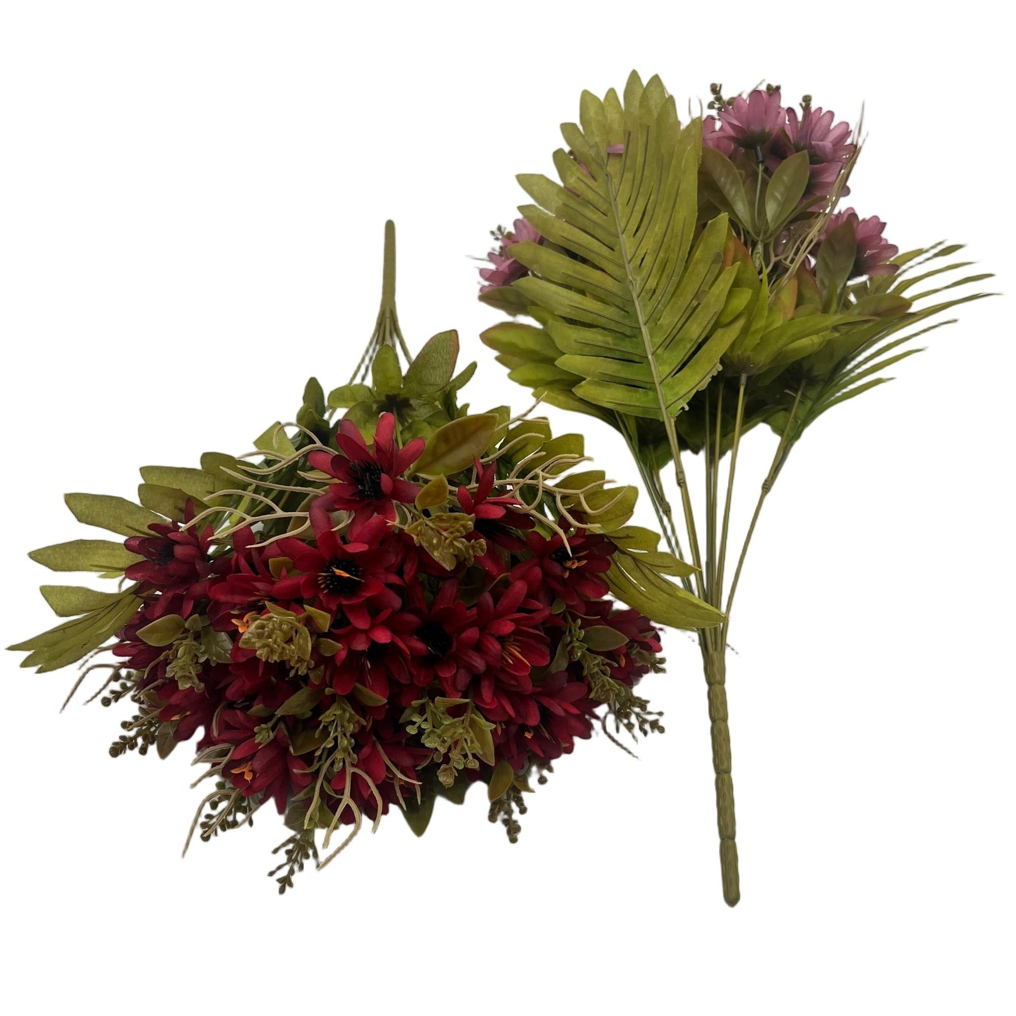 Artificial Flower Bush Bouquet 12 Branches 46cm Faux Silk Flowers YSB25114