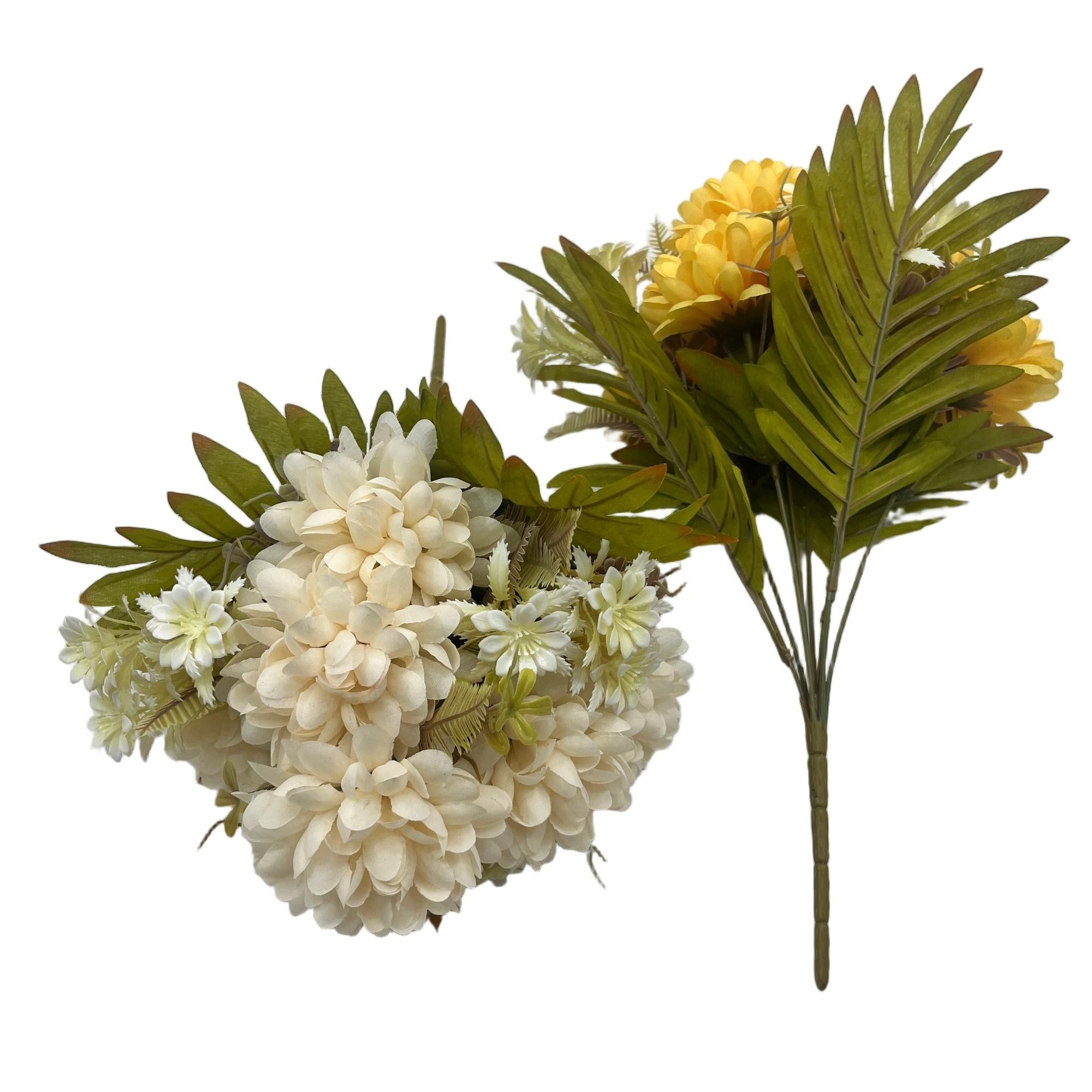 Artificial Pompon Chrysanthemum Bouquet 10 Branches 38cm Tall YSB25122