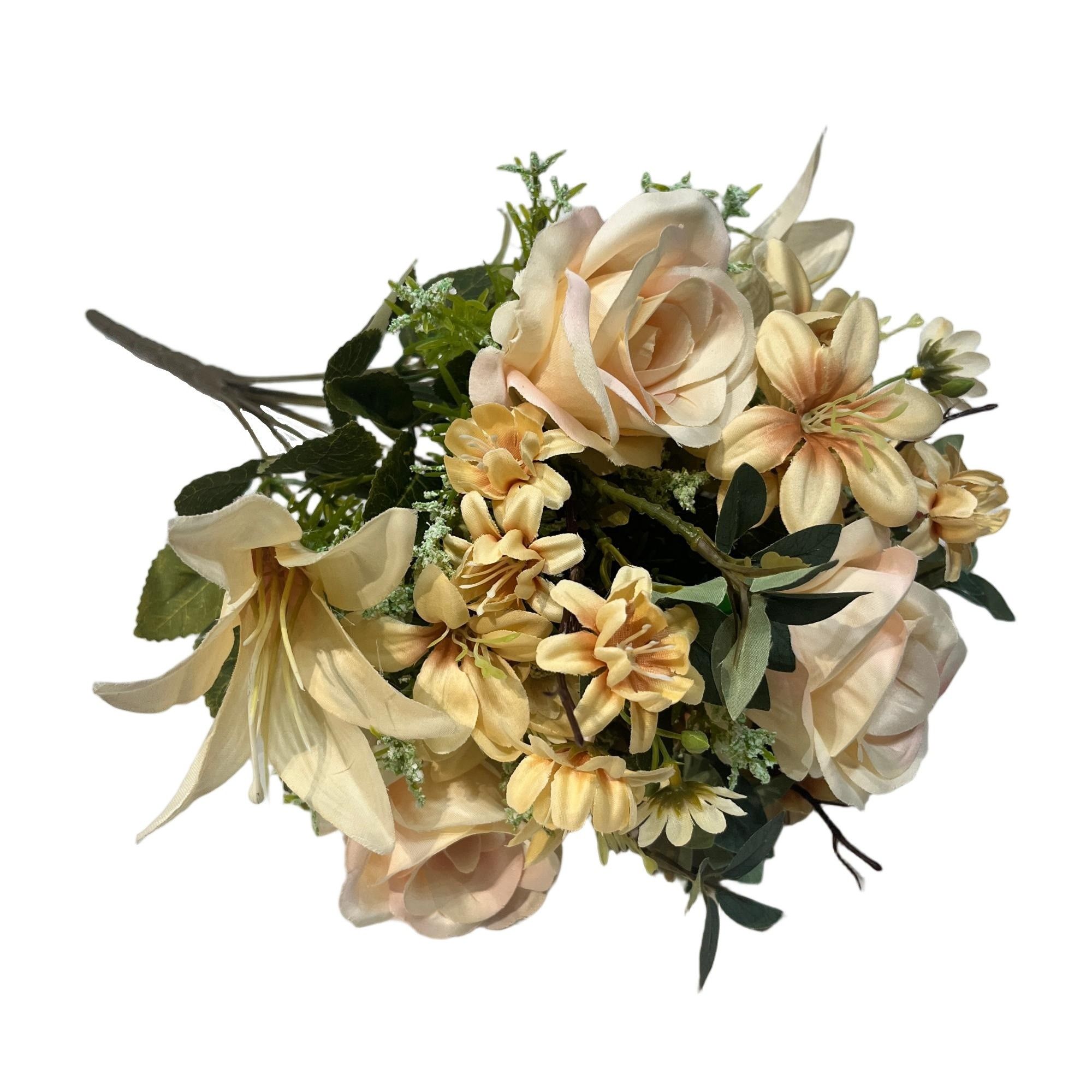 Artificial Rose Lily Bouquet 12 Branches 48cm Height  YSB25139