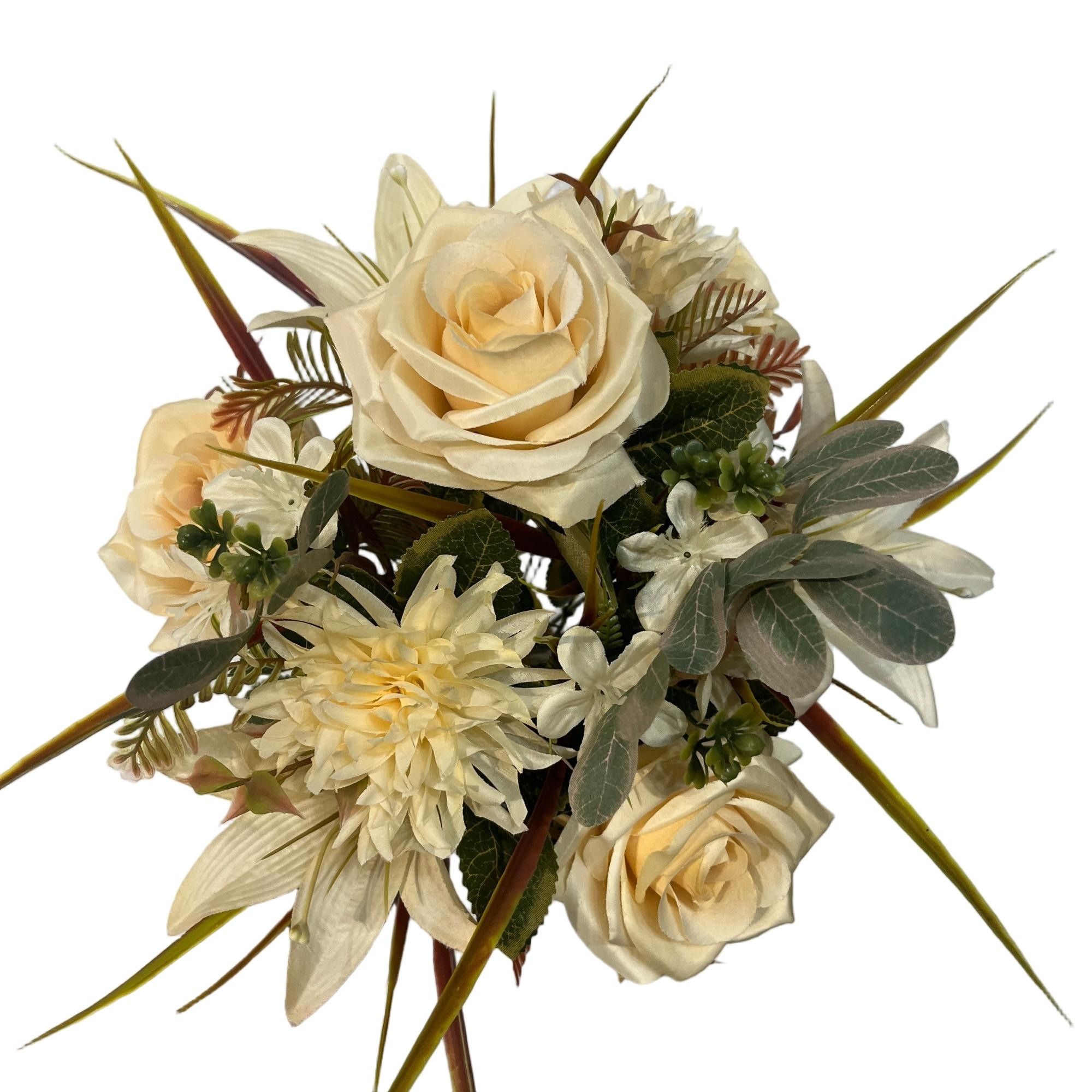 Artificial Rose Lily Bouquet 12 Branches 46cm Height YSB25140